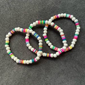 Rubber and wood bead bracelet set
